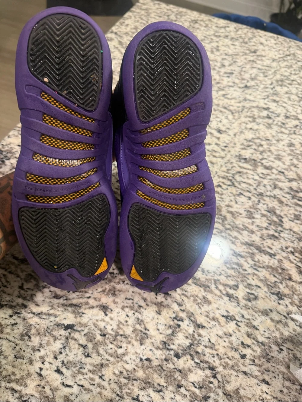 Jordan Retro Kids Shoes Black and Purple with Gold Accents